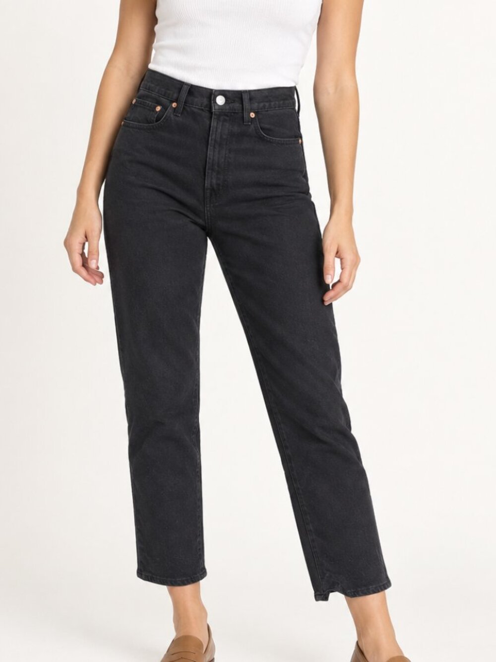 Levi’s Wedgie Straight Crop Jeans Women’s Size 30 Black High-Rise Denim